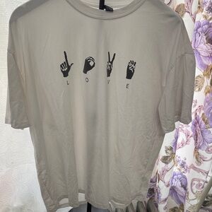 SHEIN Beige Graphic 'LOVE' Muscle Tee